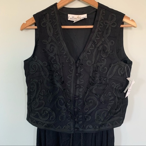 Vintage NWT 90’s Black Vest Jumpsuit • Small - Picture 2 of 13